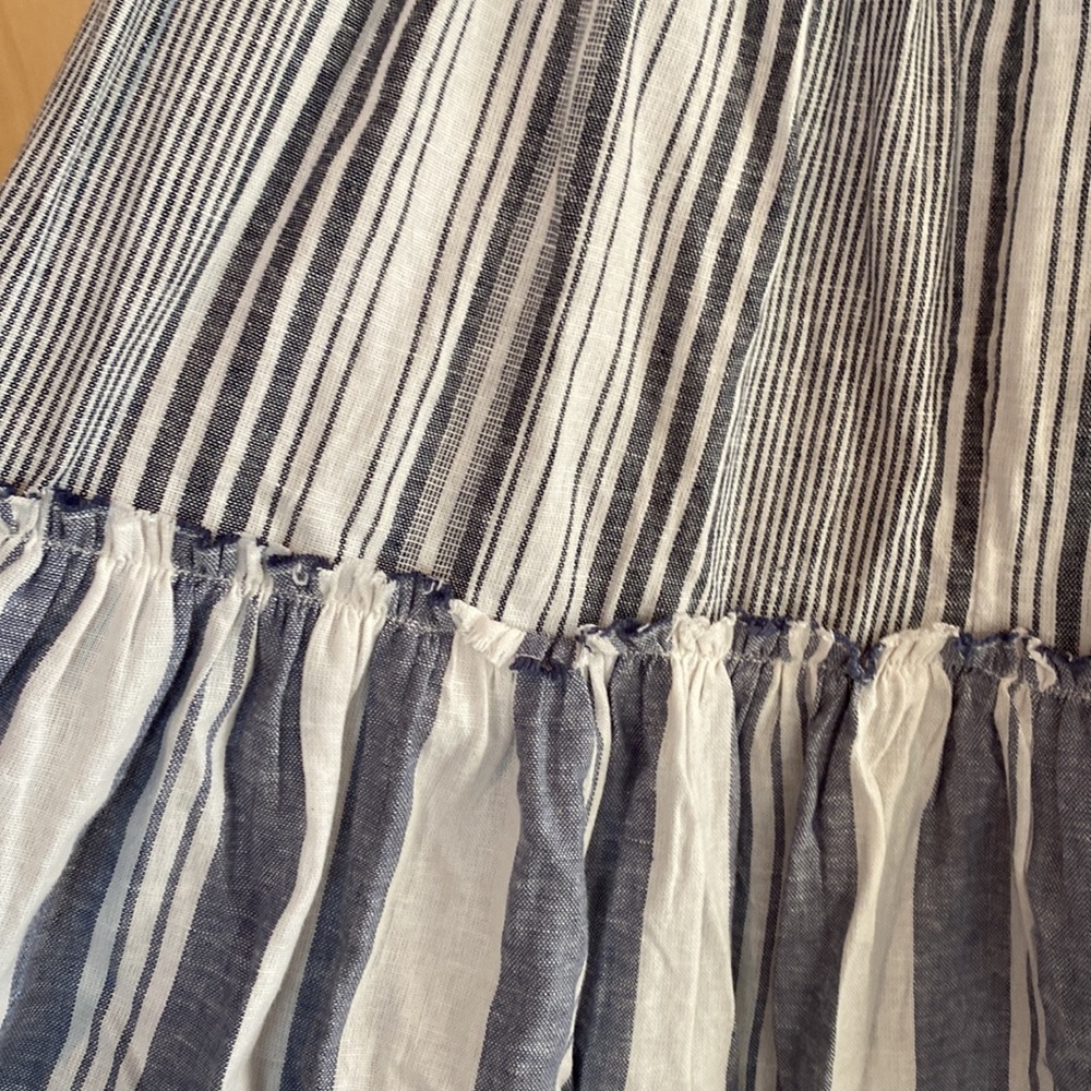 J. Crew Chambray Cover Up Tiered Dress in Blue Striped Chambray size S - Picture 7 of 8